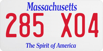 MA license plate 285XO4