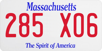 MA license plate 285XO6