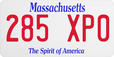 MA license plate 285XP0