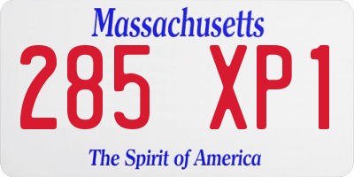 MA license plate 285XP1