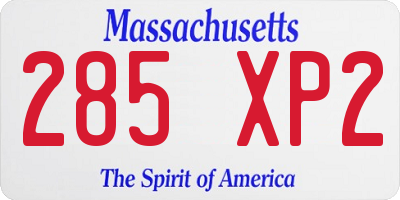 MA license plate 285XP2