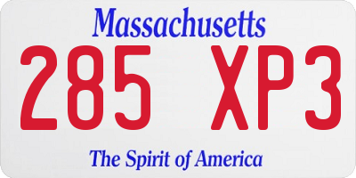 MA license plate 285XP3