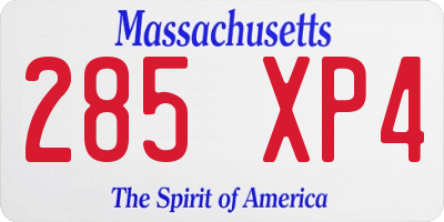 MA license plate 285XP4