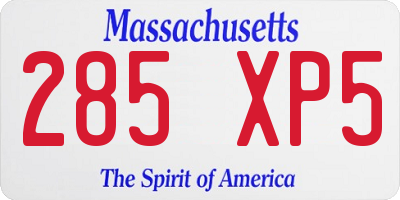 MA license plate 285XP5