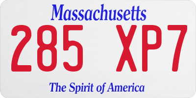MA license plate 285XP7