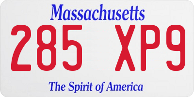 MA license plate 285XP9