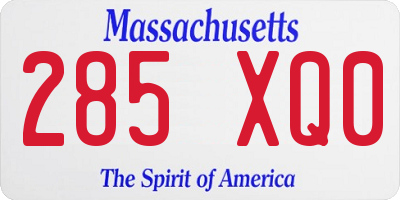 MA license plate 285XQ0
