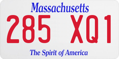 MA license plate 285XQ1