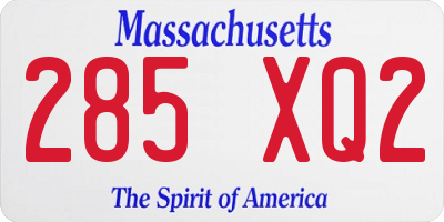 MA license plate 285XQ2