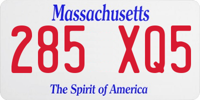 MA license plate 285XQ5