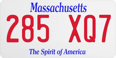 MA license plate 285XQ7