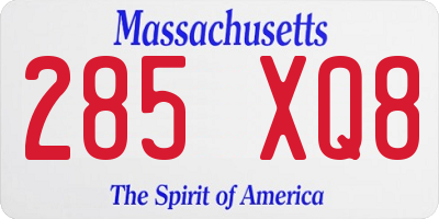 MA license plate 285XQ8