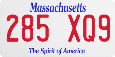 MA license plate 285XQ9