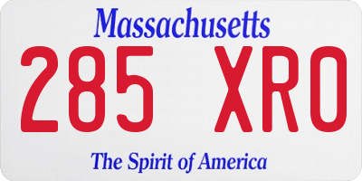 MA license plate 285XR0