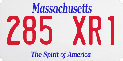 MA license plate 285XR1