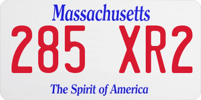 MA license plate 285XR2