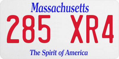 MA license plate 285XR4