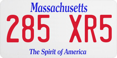 MA license plate 285XR5
