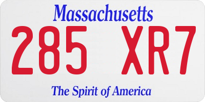 MA license plate 285XR7