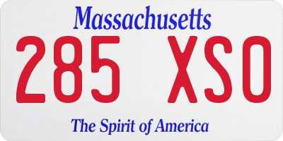 MA license plate 285XS0