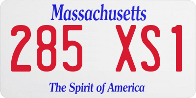 MA license plate 285XS1