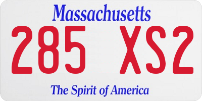 MA license plate 285XS2