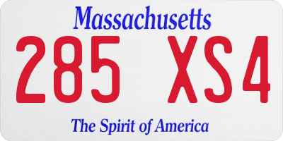 MA license plate 285XS4