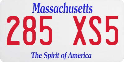 MA license plate 285XS5