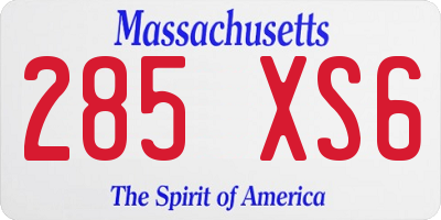 MA license plate 285XS6