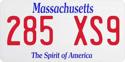 MA license plate 285XS9