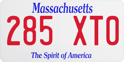 MA license plate 285XT0
