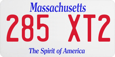 MA license plate 285XT2
