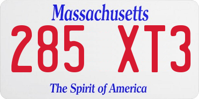 MA license plate 285XT3