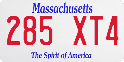 MA license plate 285XT4