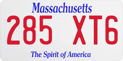 MA license plate 285XT6
