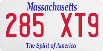 MA license plate 285XT9