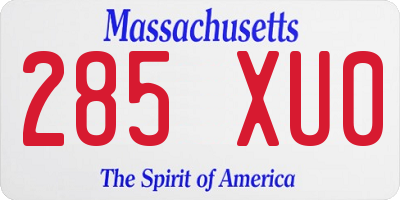 MA license plate 285XU0