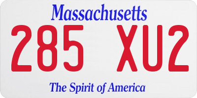 MA license plate 285XU2