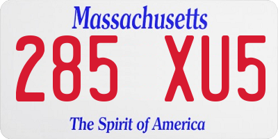 MA license plate 285XU5