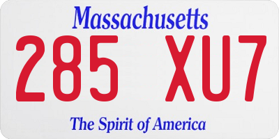 MA license plate 285XU7