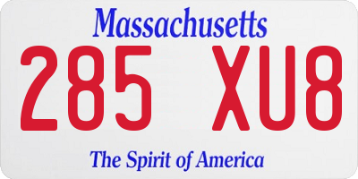 MA license plate 285XU8