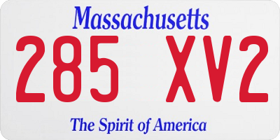 MA license plate 285XV2