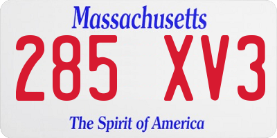 MA license plate 285XV3