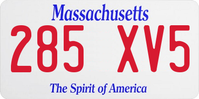MA license plate 285XV5