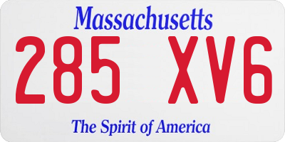MA license plate 285XV6