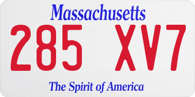 MA license plate 285XV7