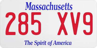 MA license plate 285XV9