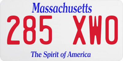 MA license plate 285XW0