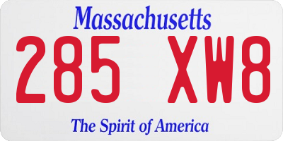 MA license plate 285XW8