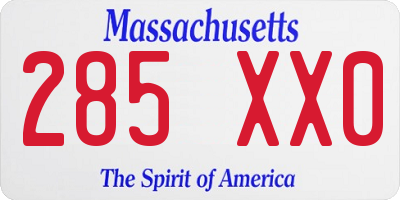 MA license plate 285XX0